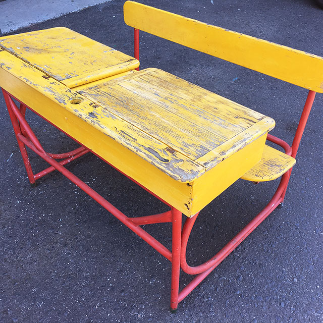 DESK, Vintage Double Flip Top Desk - Yellow